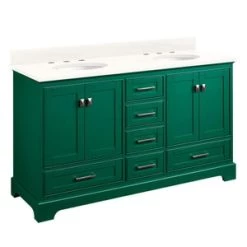 Discount ⌛ Signature Hardware Quen 59-1/4 in. Floor Mount Vanity in Emerald Green 🧨