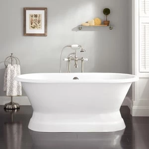 Promo π₯ Signature Hardware Henley 66 x 31 in. Freestanding Bathtub with Rear Center Drain in White β€οΈ 3 Promo π₯ Signature Hardware Henley 66 x 31 in. Freestanding Bathtub with Rear Center Drain in White β€οΈ