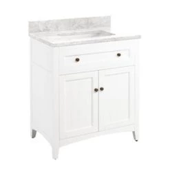Outlet ✨ Signature Hardware Halifax 30 in. Floor Mount Vanity in White ⭐