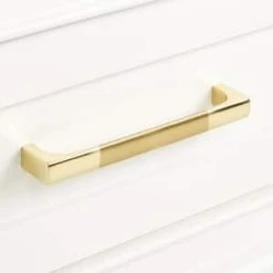 Flash Sale 🤩 Signature Hardware Quen 71-3/4 in. Floor Mount Vanity in White, Satin Brass with Riverside Grey 👍 -Signature Hardware Shop Query 4265