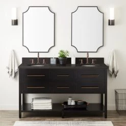 New β Signature Hardware Robertson 60 in. Floor Mount Vanity in Black π―