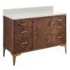 Best Sale 👍 Signature Hardware Frey 48 in. Floor Mount Vanity in Russet Brown 🧨 -Signature Hardware Shop Query 4295