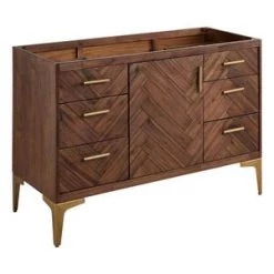 Best Sale 👍 Signature Hardware Frey 48 in. Floor Mount Vanity in Russet Brown 🧨 -Signature Hardware Shop Query 4299
