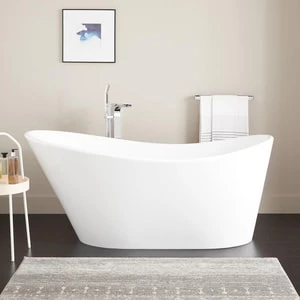 Brand new π Signature Hardware Saunders 66-7/8 x 31-3/4 in. Freestanding Acrylic Bathtub with End Drain in White β¨ 3 Brand new π Signature Hardware Saunders 66-7/8 x 31-3/4 in. Freestanding Acrylic Bathtub with End Drain in White β¨