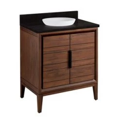 Cheap π€© Signature Hardware Aliso 30 in. Floor Mount Vanity in Java, Absolute Black with White π₯°