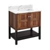 Cheapest 🤩 Signature Hardware Olsen 30 in. Floor Mount Vanity in Pecan Brown with Black 🎁 -Signature Hardware Shop Query 4342