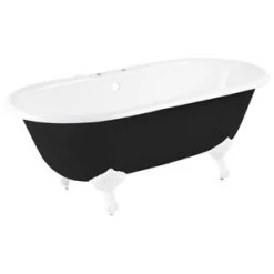 Hot Sale 💯 Signature Hardware Sanford 66 x 30-1/4 in. Freestanding Bathtub Offset Drain in Black 🌟