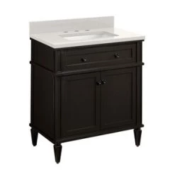 Best Sale π₯° Signature Hardware Elmdale 30 in. Floor Mount Vanity in Charcoal Black β