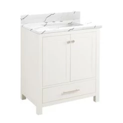 Hot Sale 🌟 Signature Hardware Radke 30 in. Floor Mount Vanity in White 👍