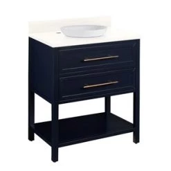 Best deal 🔥 Signature Hardware Robertson 30 in. Floor Mount Vanity in Midnight Navy Blue 🔔
