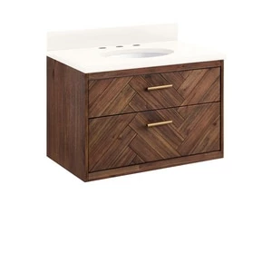 New π Signature Hardware Frey 30 in. Wall Mount Vanity in Russet Brown π 3 New π Signature Hardware Frey 30 in. Wall Mount Vanity in Russet Brown π