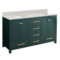 Cheapest 🎁 Signature Hardware Radke 60 in. Floor Mount Vanity in Hunter Green 👏