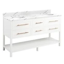 Best deal ❤️ Signature Hardware Robertson 60 in. Floor Mount Vanity in White 👍 -Signature Hardware Shop Query 4451