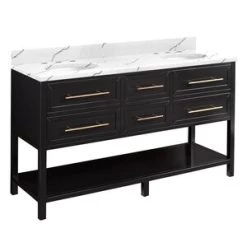 Promo 🤩 Signature Hardware Robertson 60 in. Floor Mount Vanity in Black ✨