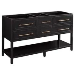 Promo 🤩 Signature Hardware Robertson 60 in. Floor Mount Vanity in Black ✨ -Signature Hardware Shop Query 4454