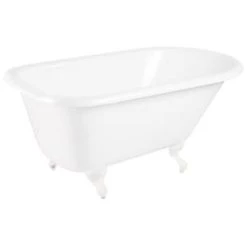 Promo ✔️ Signature Hardware Miya 54 x 30 in. Freestanding Bathtub End Drain in White ⌛