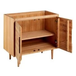 New 🧨 Signature Hardware Bivins 36-1/8 in. Floor Mount Vanity in Natural Teak 👍 -Signature Hardware Shop Query 4462