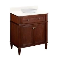 Discount 🌟 Signature Hardware Elmdale 30 in. Floor Mount Vanity in Antique Brown 🔥