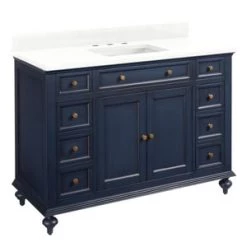 Hot Sale 🎁 Signature Hardware Keller 48 in. Floor Mount Vanity in Vintage Navy Blue 🌟