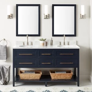 Wholesale β Signature Hardware Robertson 60 in. Floor Mount Vanity in Midnight Navy Blue, Feathered White with White π€© 3 Wholesale β Signature Hardware Robertson 60 in. Floor Mount Vanity in Midnight Navy Blue, Feathered White with White π€©