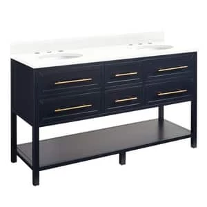 Wholesale β Signature Hardware Robertson 60 in. Floor Mount Vanity in Midnight Navy Blue, Feathered White with White π€© 4 Wholesale β Signature Hardware Robertson 60 in. Floor Mount Vanity in Midnight Navy Blue, Feathered White with White π€© - Image 2