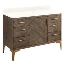 Cheap π Signature Hardware Frey 48 in. Floor Mount Vanity in Grey Wash βοΈ