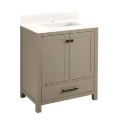 Best Pirce ⭐ Signature Hardware Radke 30 in. Floor Mount Vanity in Shoreline Grey 🤩