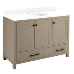 Best deal 👍 Signature Hardware Radke 48 in. Floor Mount Vanity in Shoreline Grey 🤩