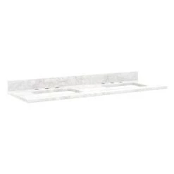Cheapest 🤩 Signature Hardware 61 x 22 in. Double Bowl Marble Vanity Top in Carrara 🥰