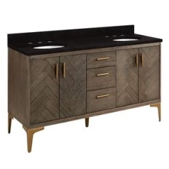 Cheapest β€οΈ Signature Hardware Frey 60 in. Floor Mount Vanity in Grey Wash π