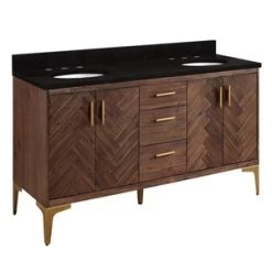 Deals 👍 Signature Hardware Frey 60 in. Floor Mount Vanity in Russet Brown 😍