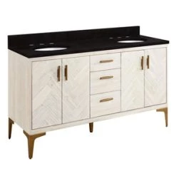 Brand new 🛒 Signature Hardware Frey 60 in. Floor Mount Vanity in Whitewash 🎁