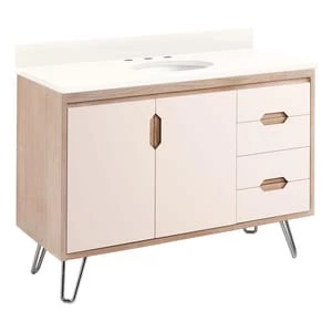 Budget π Signature Hardware Millie 48-1/8 in. Floor Mount Vanity in Blush with Whitewash π₯° 3 Budget π Signature Hardware Millie 48-1/8 in. Floor Mount Vanity in Blush with Whitewash π₯°