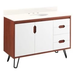 Flash Sale ❤️ Signature Hardware Millie 48-1/8 in. Floor Mount Vanity in Cinnamon with White 🎉