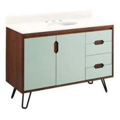 Budget π― Signature Hardware Millie 48-1/8 in. Floor Mount Vanity in Matcha Green with Java π