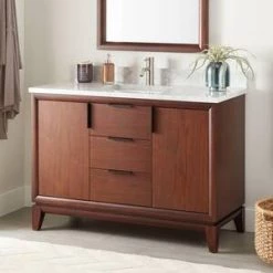 Top 10 ⭐ Signature Hardware Talyn 48 in. Floor Mount Vanity in Light Walnut 😉 -Signature Hardware Shop Query 4773
