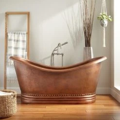 Top 10 🌟 Signature Hardware Paige 66 x 32 in. Freestanding Bathtub with Center Drain in Antique Copper Patina ✔️