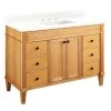 Coupon 🥰 Signature Hardware Trossman 48 in. Floor Mount Vanity in White Oak 😀 -Signature Hardware Shop Query 4795