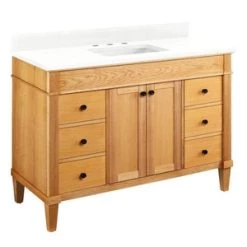 Coupon 🥰 Signature Hardware Trossman 48 in. Floor Mount Vanity in White Oak 😀