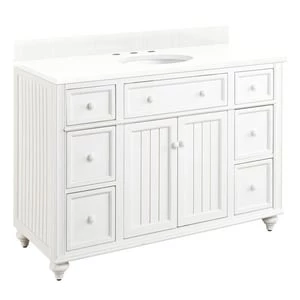 Budget π€© Signature Hardware Cottage 48 in. Floor Mount Vanity in Distressed Chalk White π 3 Budget π€© Signature Hardware Cottage 48 in. Floor Mount Vanity in Distressed Chalk White π