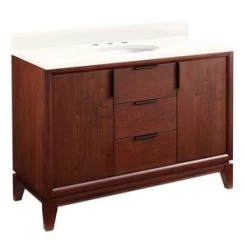Discount 😀 Signature Hardware Talyn 48 in. Floor Mount Vanity in Light Walnut 🛒
