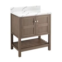 Best Pirce 🔥 Signature Hardware Olsen 30 in. Floor Mount Vanity in Ash Brown 🌟