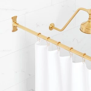 Outlet 𧨠Signature Hardware 48 in. Straight Shower Rod in Brushed Gold π 3 Outlet 𧨠Signature Hardware 48 in. Straight Shower Rod in Brushed Gold π