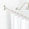 Best Sale 🥰 Signature Hardware 48 in. Straight Shower Rod in Brushed Nickel 🧨