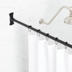 Flash Sale 🤩 Signature Hardware 48 in. Straight Shower Rod in Matte Black ❤️ -Signature Hardware Shop Query 4851