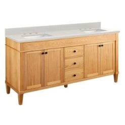 Best reviews of 🎁 Signature Hardware Trossman 72 in. Floor Mount Vanity in White Oak 🔔