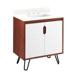 Promo π Signature Hardware Millie 30-1/8 in. Floor Mount Vanity in Cinnamon with White π₯°