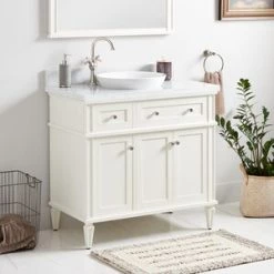 Discount 🛒 Signature Hardware Elmdale 36-1/8 in. Floor Mount Vanity in White 🔥