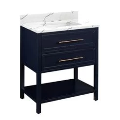 Flash Sale 👏 Signature Hardware Robertson 30 in. Floor Mount Vanity in Midnight Navy Blue ✨