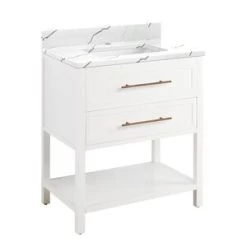 Coupon 🧨 Signature Hardware Robertson 30 in. Floor Mount Vanity in White 😀